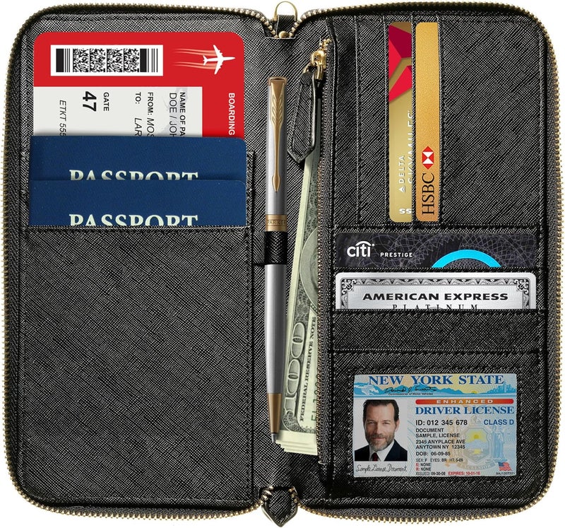Apadi Travel Document Organizer - RFID Passport Wallet Case Family Holder Id Wristlet - Image 5